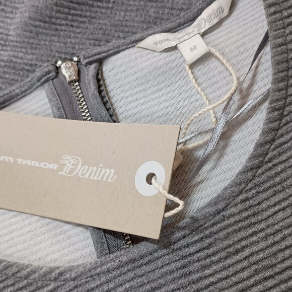 NEW! TOM TAILOR GREY RIBBED 3/4 SLEEVE DRESS SZ M - Picture 7 of 10